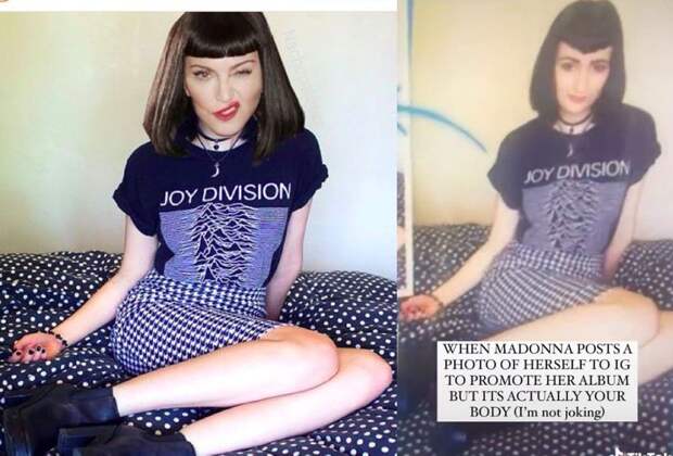 Мадонну высмеяли за фотошоп: певица приставила свою голову к телу другой девушки