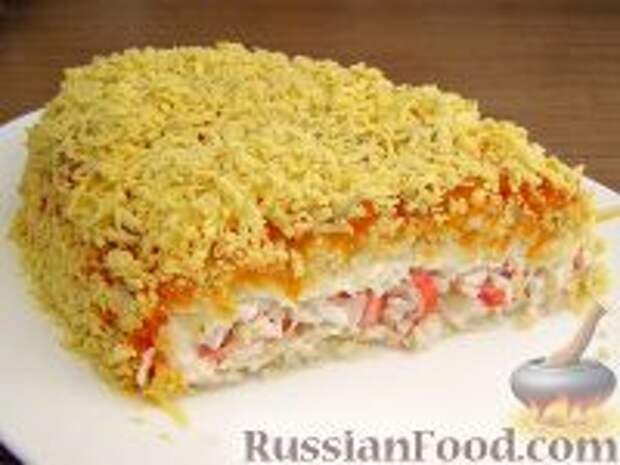 Фото к рецепту: Нежный салат с крабовыми палочками