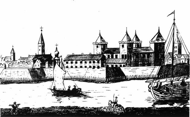 Митавский замок — главная резиденция Кетлеров. Гравюра 1703 года 