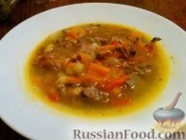 Фото к рецепту: Суп-похлебка с языком и овощами