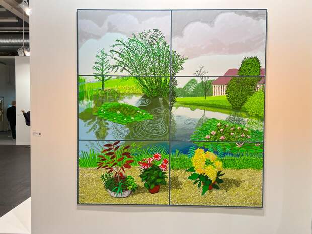 David Hockney. 10th - 22th June 2021, Water Lilies in the Pond with Pots of Flowers, 2021. £650 тыс. Annely Juda Fine Art