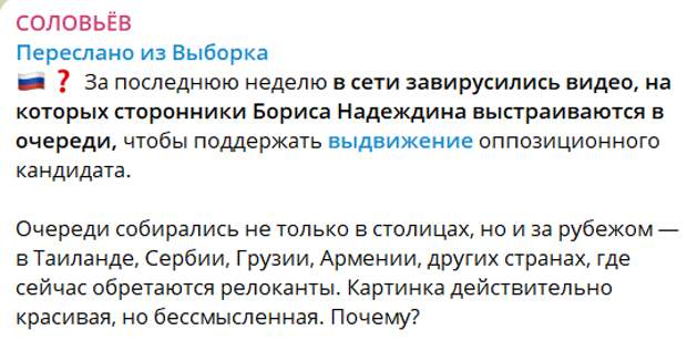 Собравший 200 000 подписей Надеждин не понесет в ЦИК подписные листы от экспатов.-6