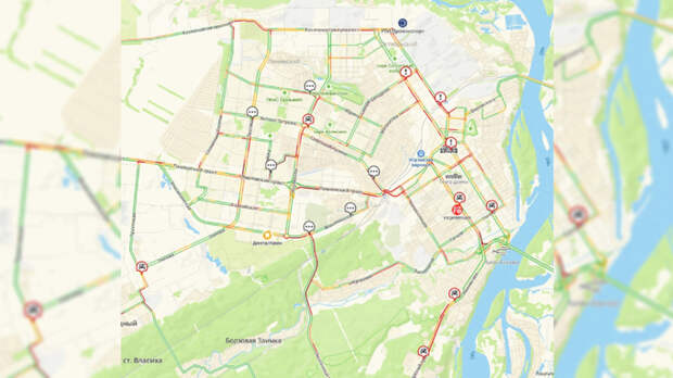 Девятибалльные пробки сковали дороги утреннего Барнаула. Куда не стоит ехать
