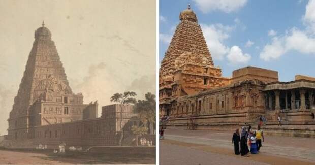 Храм Брахадисвара в Индии, 1798 и 2016 год