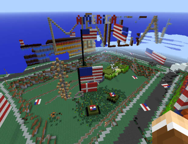 Игроки Minecraft разрушили виртуальную Данию и поставили на её территории американские флаги
