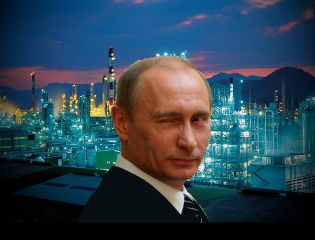 Президент России на фоне промышленного предприятия РФ