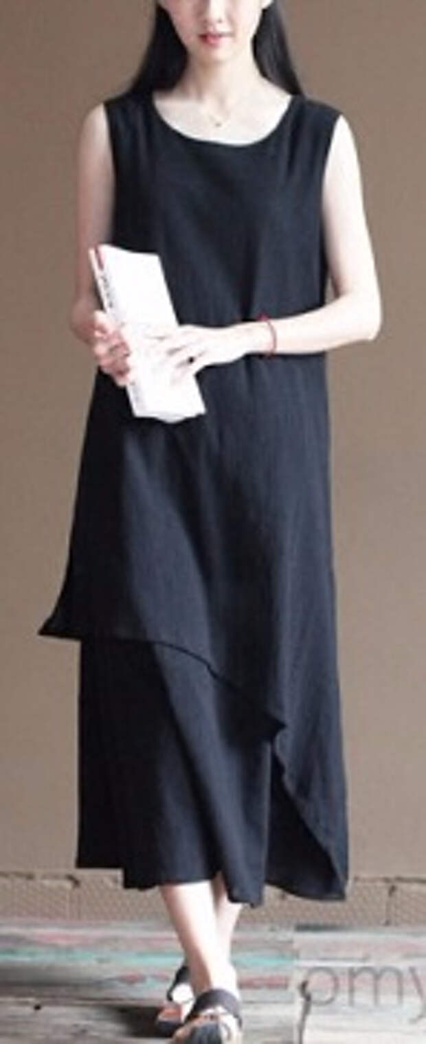 black_layered_linen_dress_summer_long_maxi_dresses_beach_sundress_sleeveless1_3 (148x363, 43Kb)