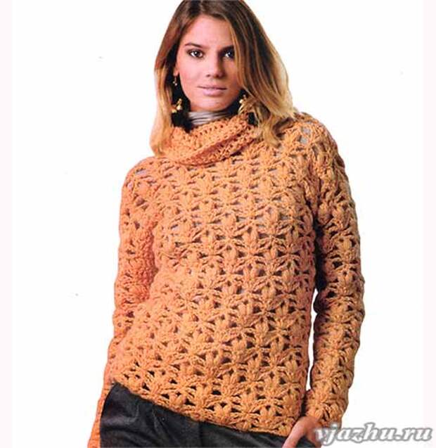ажурный пуловер из мохера