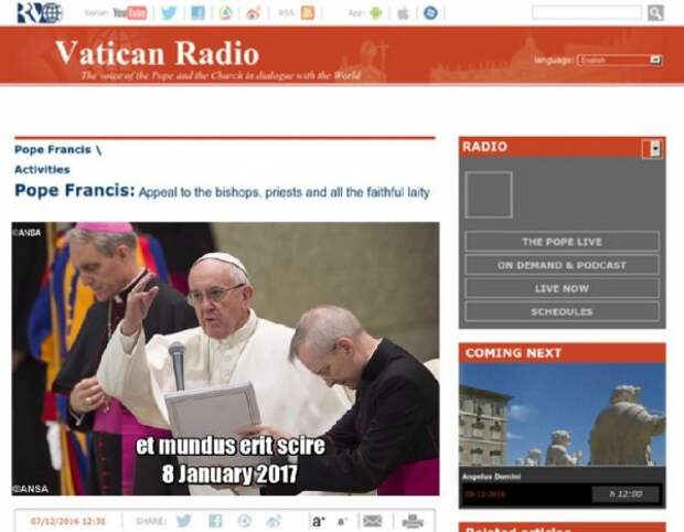 Новое зашифрованное послание от Радио Ватикана