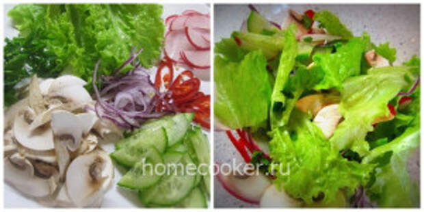 Izmelcham peremeshivaem ovoshhi 300x150 Острый овощной салат с куриным филе