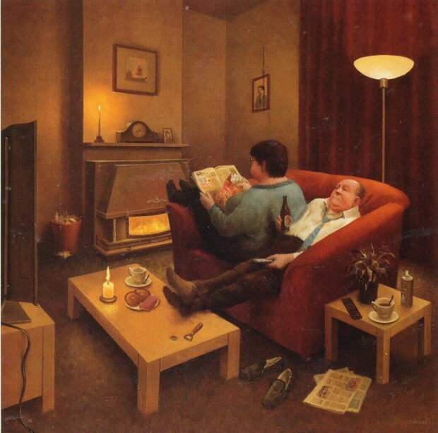 Типичный семейный вечер. Автор: Marius van Dokkum.
