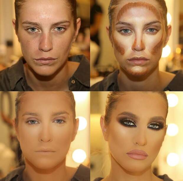 1. Просто волшебство какое-то до и после макияжа, контуринг, макияж