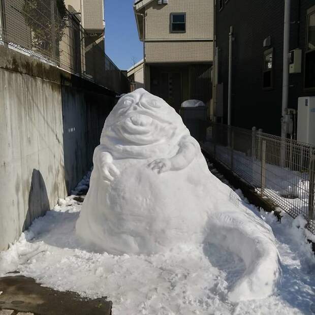 В Токио выпал мощнейший снегопад. Японцы вдохновились - взгляните на их снежные творения! красиво, креатив, подборка, снеговик, снегопад, токио, фото, япония