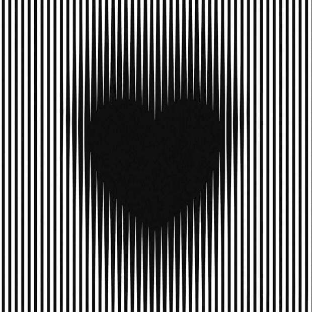 8. Если пристально смотреть на изображение сердца, оно увеличивается в размерах иллюзии, оптическая иллюзия, оптические иллюзии, оптический обман