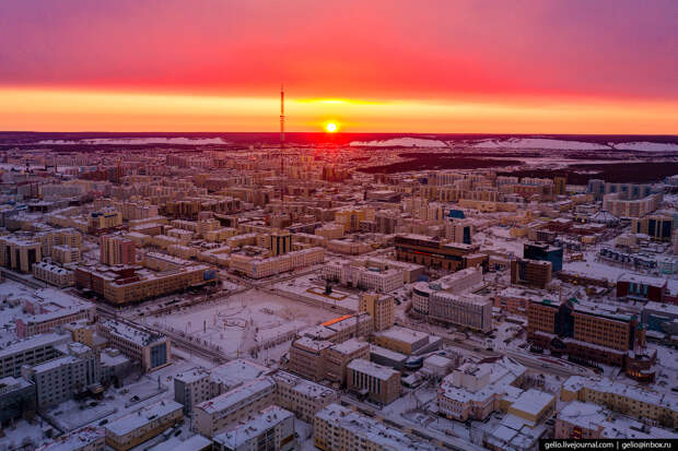 Якутск с высоты Площадь Ленина