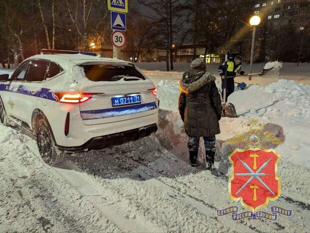 Инспекторы ДПС в Туле расчистили дорожку к колонке для пенсионерки