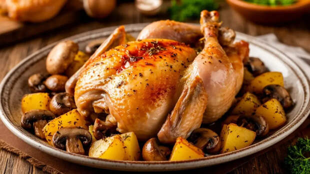 Грязной посуды — одна штука, а сыты все до отвала: курица с картошкой и грибами, которая запекается  за 35 минут