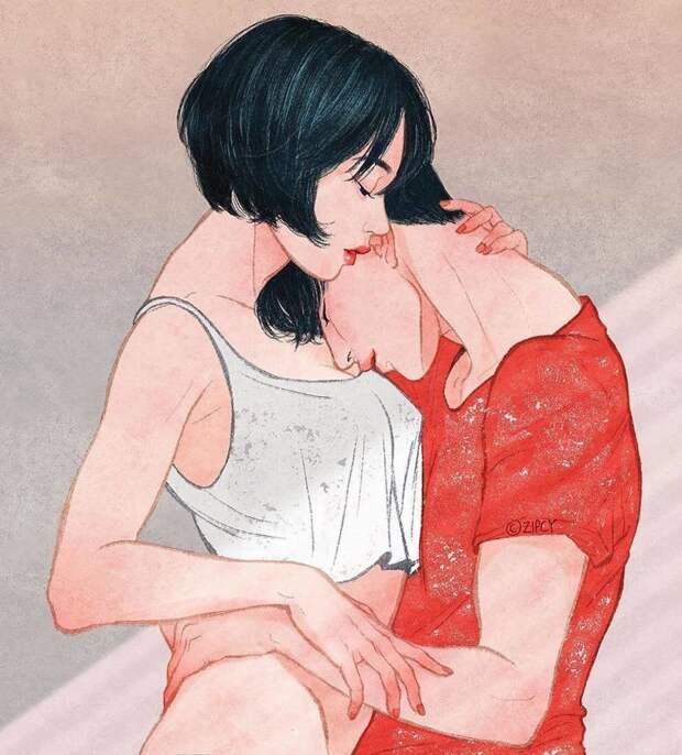 Интимные иллюстрации художника из Южной Кореи Любовь, искусство, красиво, не пошло, рисунки