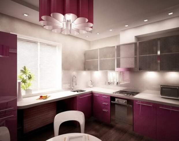 Колористика, Дизайн кухни, Цвет в интерьере, Цвет в дизайне кухни, Фиолетовый цвет в интерьере кухни