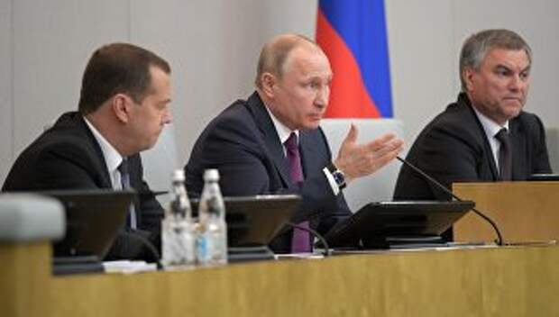 Президент РФ Владимир Путин во время пленарного заседания Государственной Думы РФ. 8 мая 2018