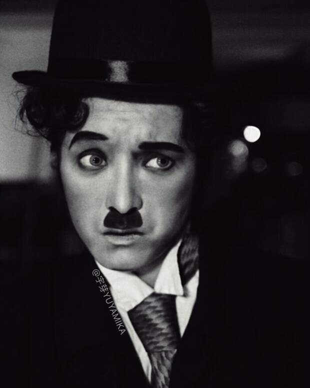 8. Чарли Чаплин блогер. макияж, блогерша, грим, грим и макияж, мейкап, метаморфозы, офигенно, превращения