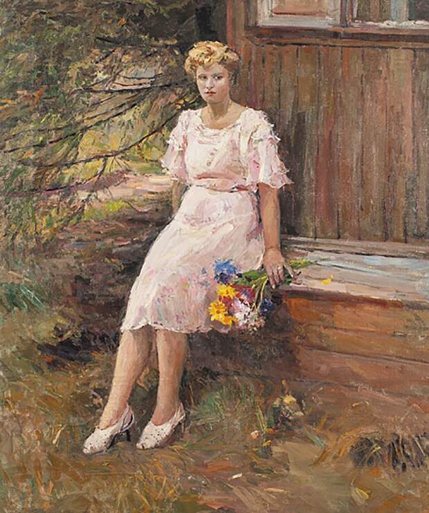 Девушка в розовом платье (Портрет Валентины). 1950-е.jpg