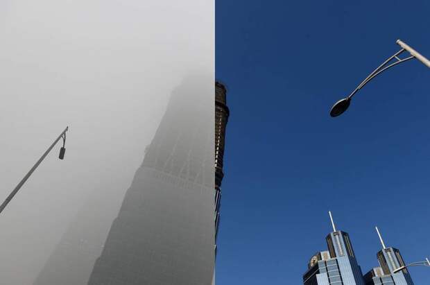 9 поразительных снимков Пекина до и после смертоносного загрязнения 
