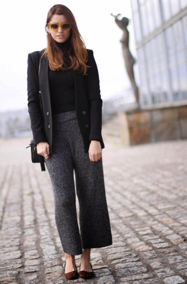 Трикотажные брюки женские с чем носить зимой