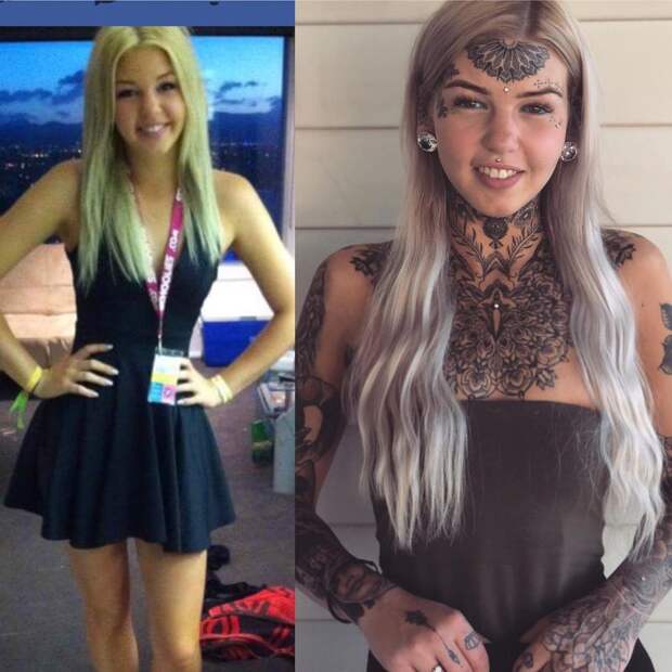 Закомлексованная блондинка забила себя татуировками, чтобы стать голубоглазым драконом