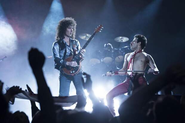 Gwilym Lee (left), Rami Malek in “Bohemian Rhapsody.”