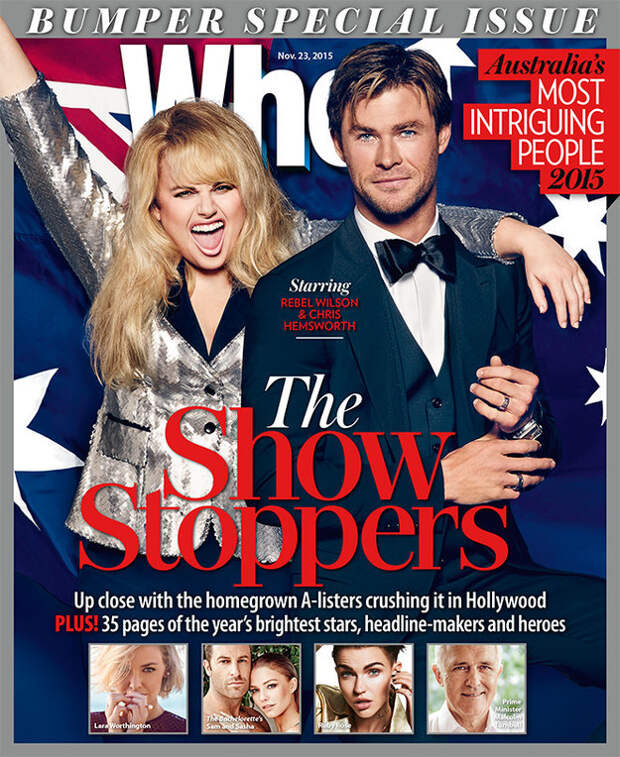 And this is the pair being Australian as fuck on the cover of Who Magazine.