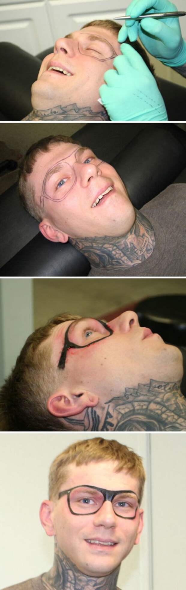 This Guy Got A Sunglasses Tattoo On His Face