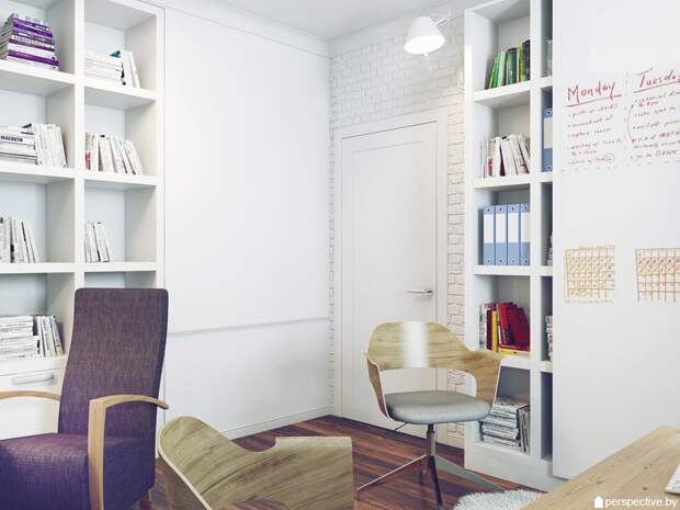 Интерьер квартиры в современном стиле, интерьер кабинета