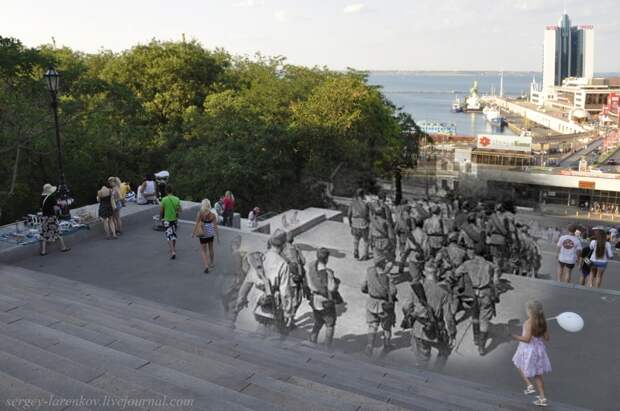 Одесса 1944/2012 Воины-освободители на Потемкинской лестнице Odessa 1944/2012 Soldiers-liberators on the Potemkin Stairs