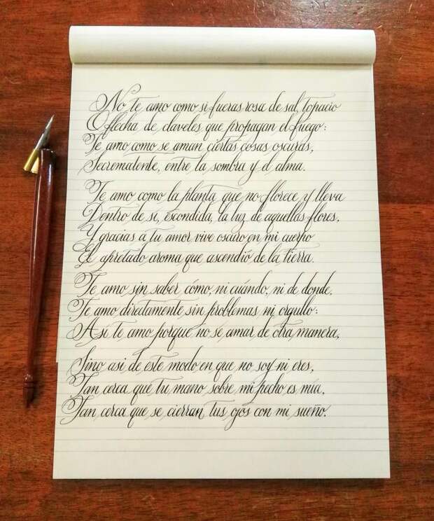 Practising Some Copperplate - Pablo Neruda's Soneto Vxii