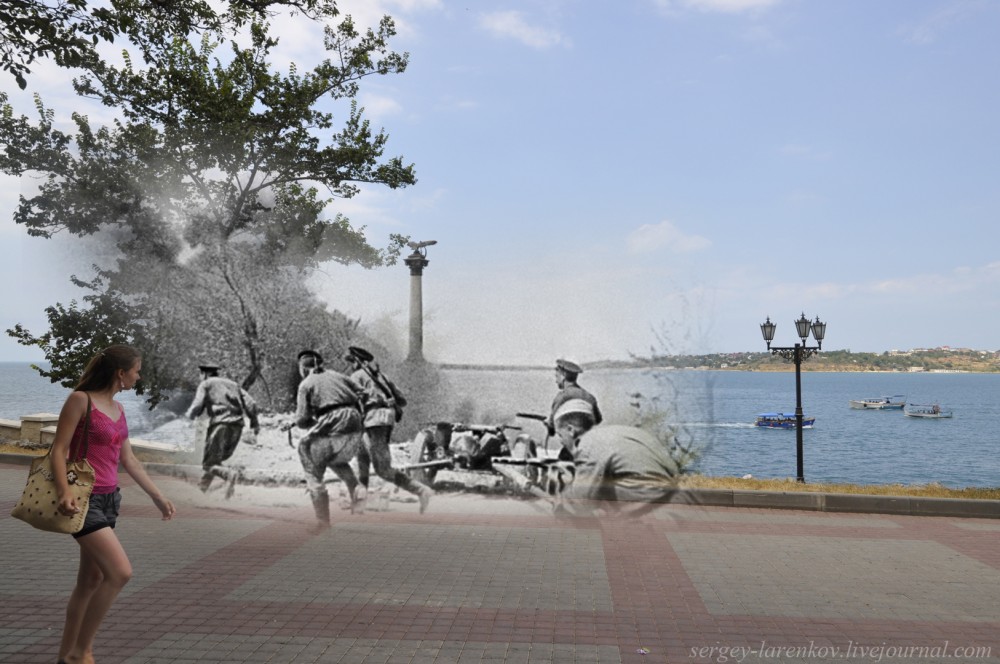 Севастополь 1944/2012 Советская морская пехота на Приморском бульваре. Sevastopol 1944/2012 Soviet Marines on the Primorskiy blvd.