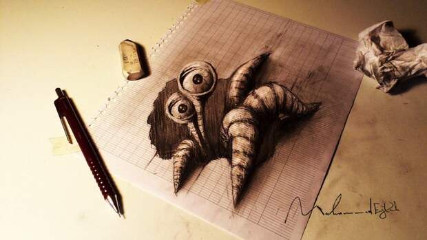 3d рисунки на бумаге.