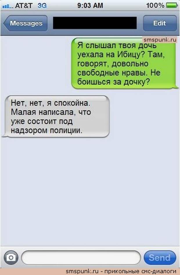 Твоя дочь уехала на Ибицу, смешные смс