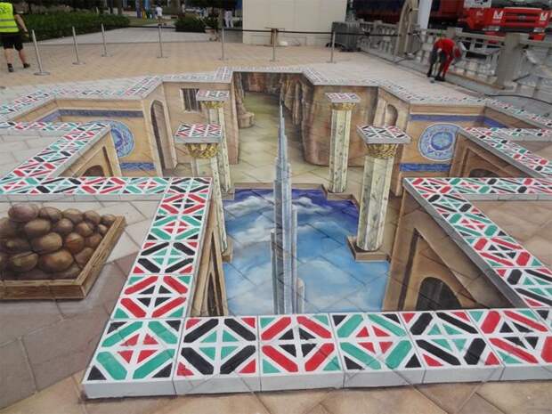 Реалистичные 3D рисунки на асфальте фото
