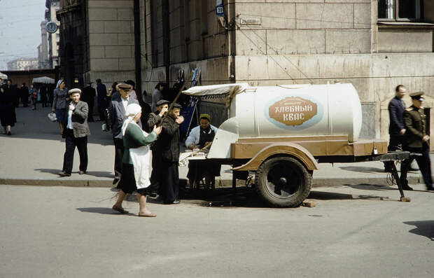 Russia, soft drink vendor on Moscow street. A “Kvass” soft drink Russia, soft drink vendor on Moscow street. A “Kvass” soft drink