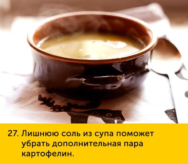27 Лишнюю соль из супа поможет убрать дополнительная пара картофелин