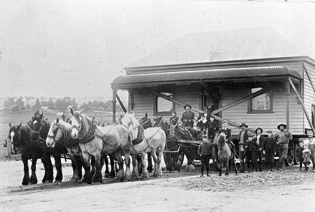 Как в 19-ом веке передвигали здания с помощью лошадей 19 век, животные, интересное, исторические фото, история, лошади, фото