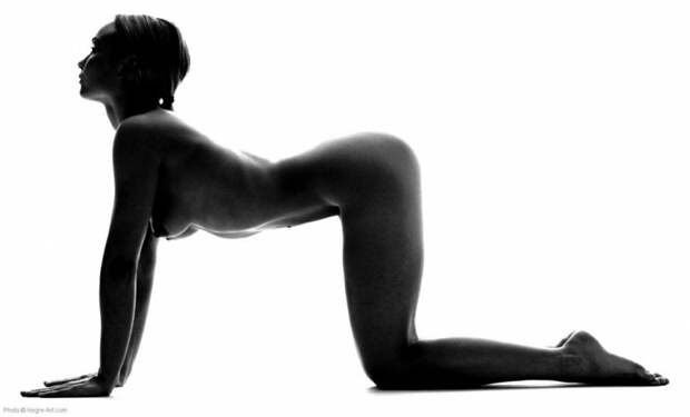 Голые женщины занимаются йогой. 18+