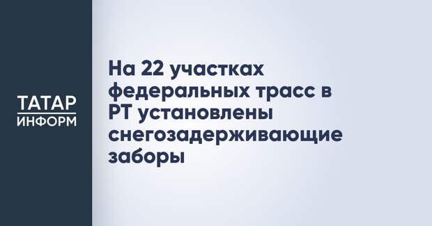 На 22 участках федеральных трасс в РТ установлены снегозадерживающие заборы
