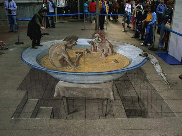 Реалистичные 3D рисунки на асфальте фото
