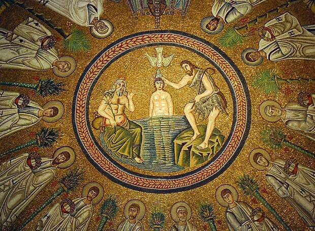 Арианский баптистерий в Равенне. 493-526 гг. Мозаика купола