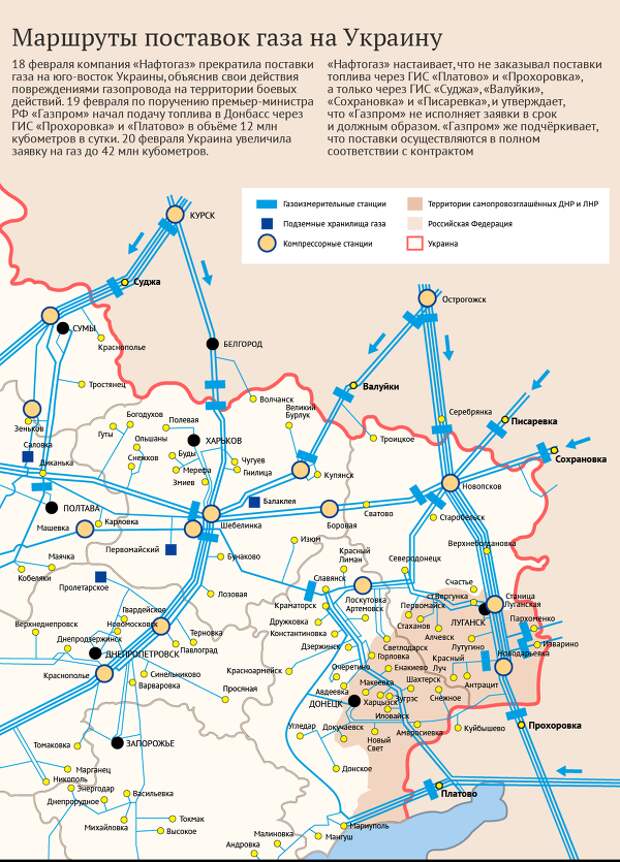 Транзит газа через украину карта