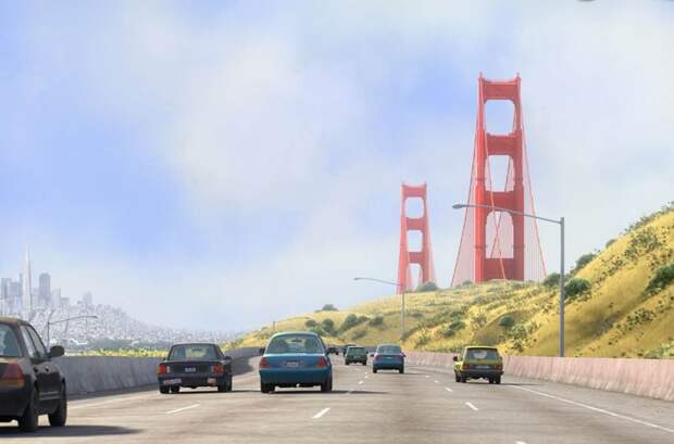 Мост «Золотые ворота», «Головоломка» / Он же в реальной жизни, Сан-Франциско в мире, достопримечательности, интересно, мультфильм