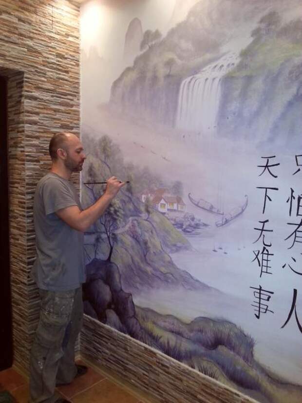 Роспись стены в китайском стиле