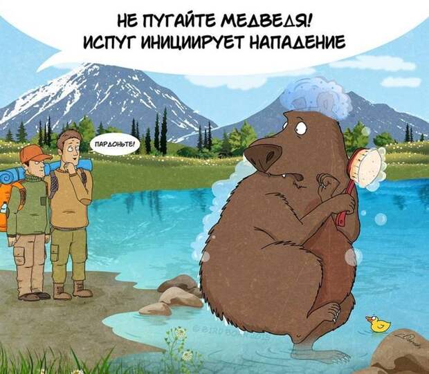 Московский художник нарисовал комикс о правилах поведения с медведями